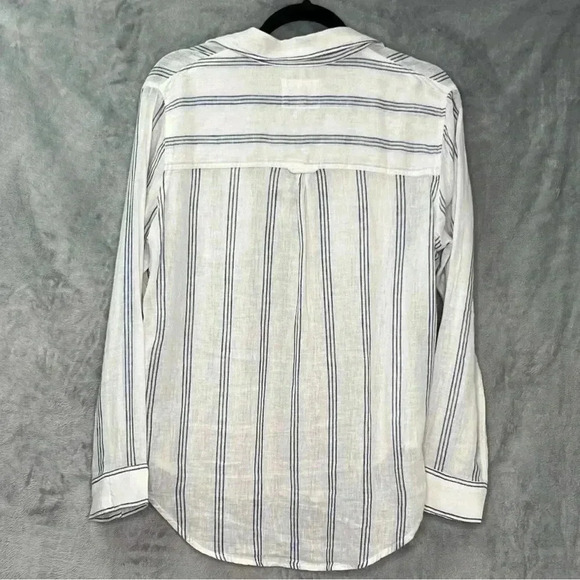 Rails Matea Flamenco Stripe Linen  Blend Pockets Shirt Blouse Sz M - Picture 5 of 15